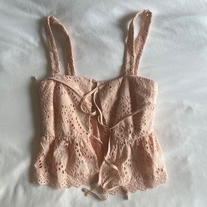 Tularosa pink lace tie front top size extra small